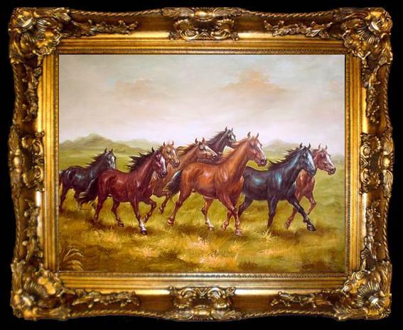 framed  unknow artist Horses 013, ta009-2